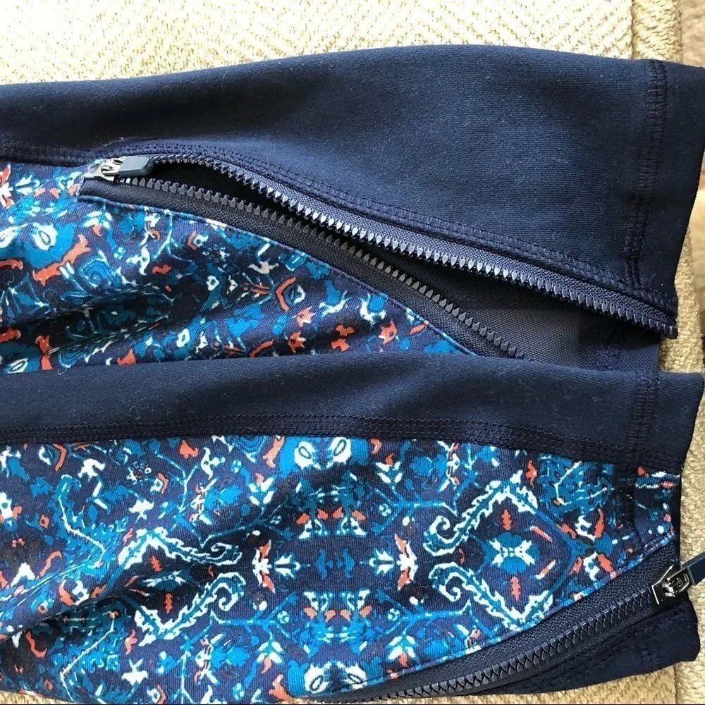Z by Zobha Blue Leggings Print Panel Zippers S 4 6 - Picture 4 of 12